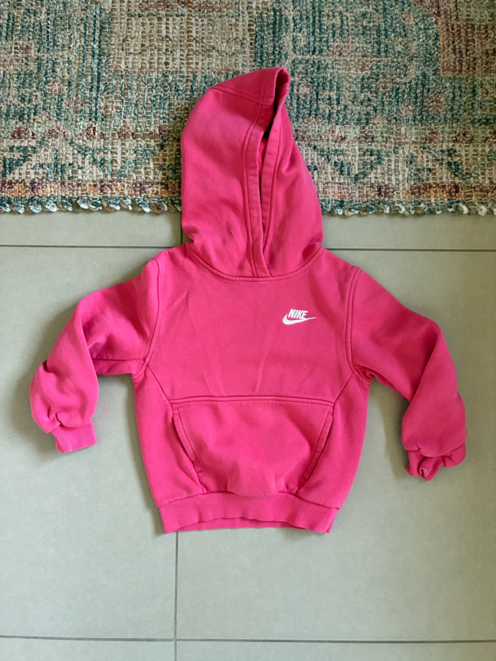 Girls Nike Hot Pink Pullover Hoodie with White Swoosh Tag